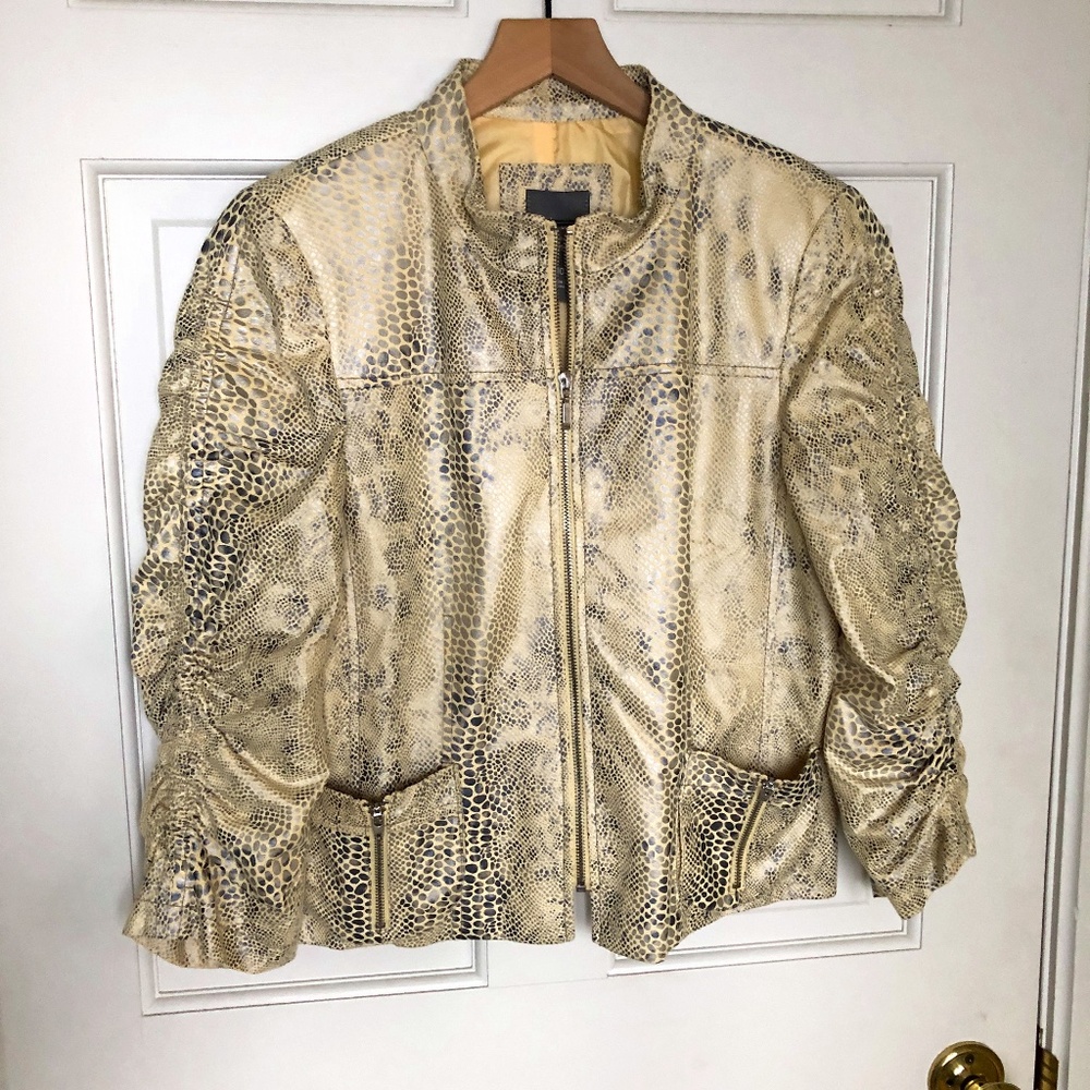 Antracite by MUSE Snakeskin Bomber Jacket Size 10